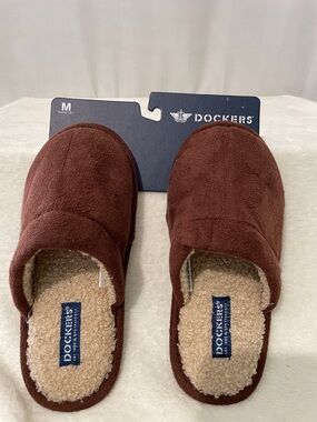 Dockers Brown Plush Slip-On Indoor Slippers